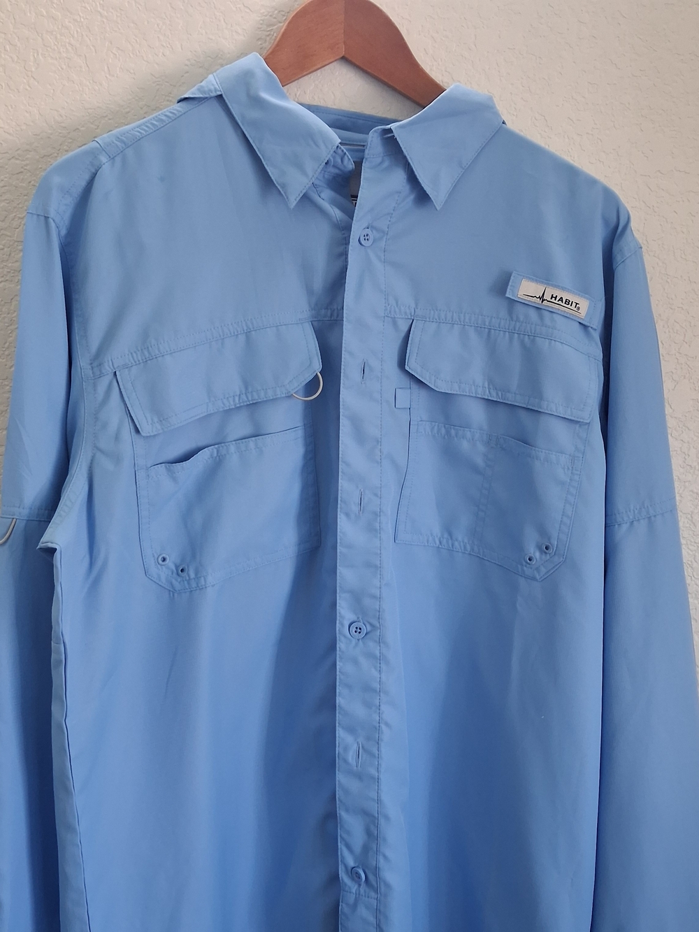 Habit Light Blue Performance Fishing Shirt Jacket Mens Medium - Picture 3 of 10